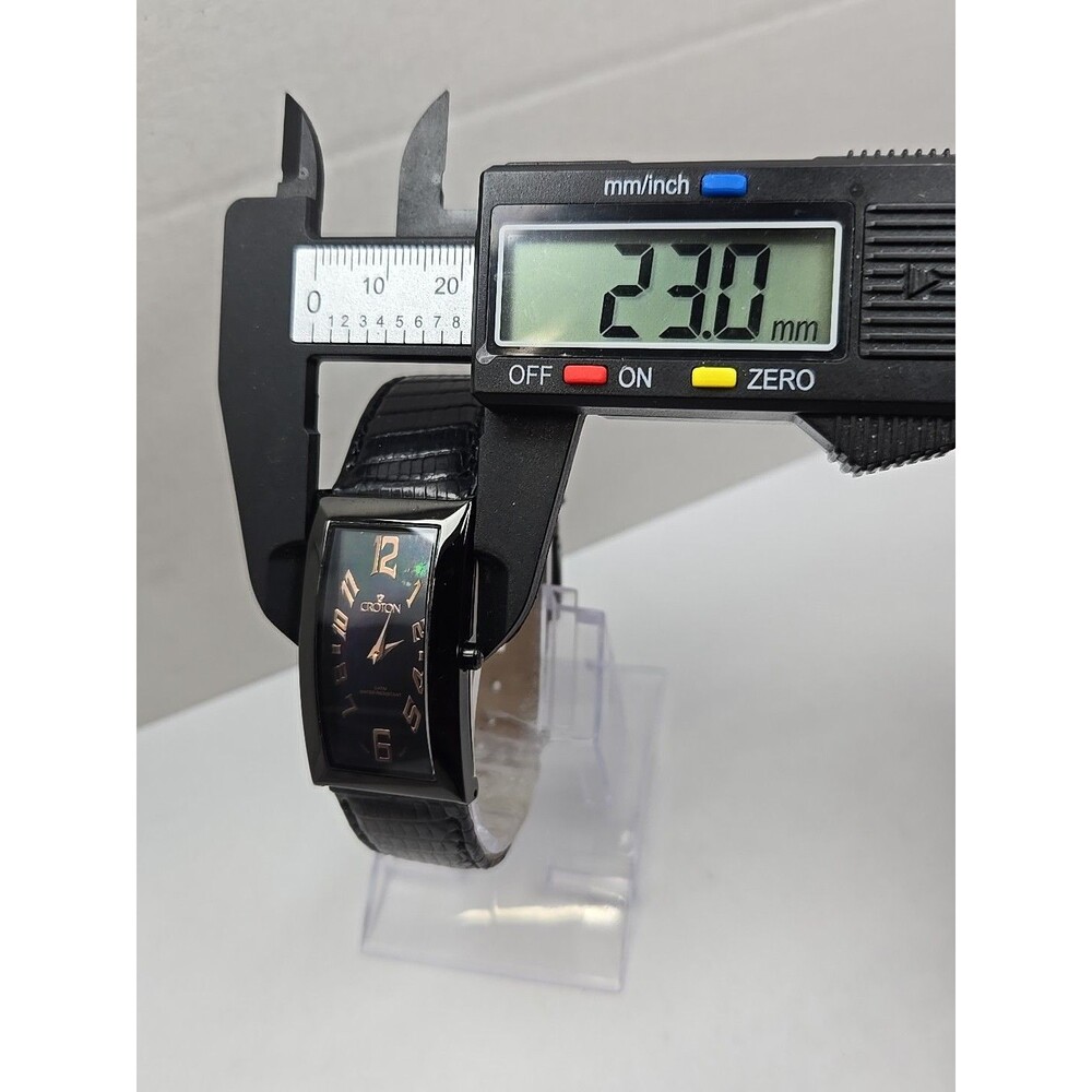 Womens Croton Aristocrat Deco Curve 23mm Black MOP Dial Lizard Watch New Battery - Picture 6 of 13